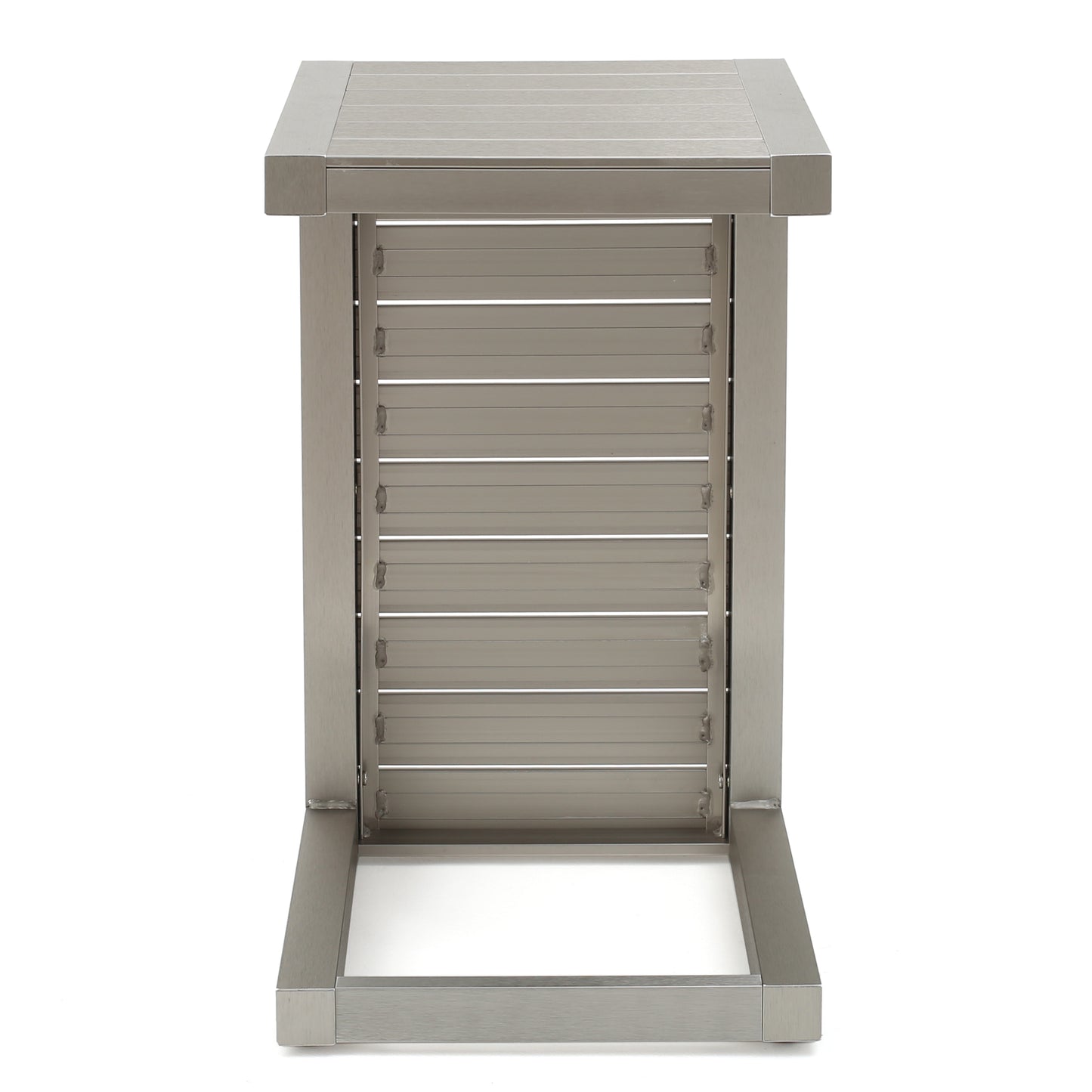 Modern stainless steel side table with slatted design from FredCo International furniture