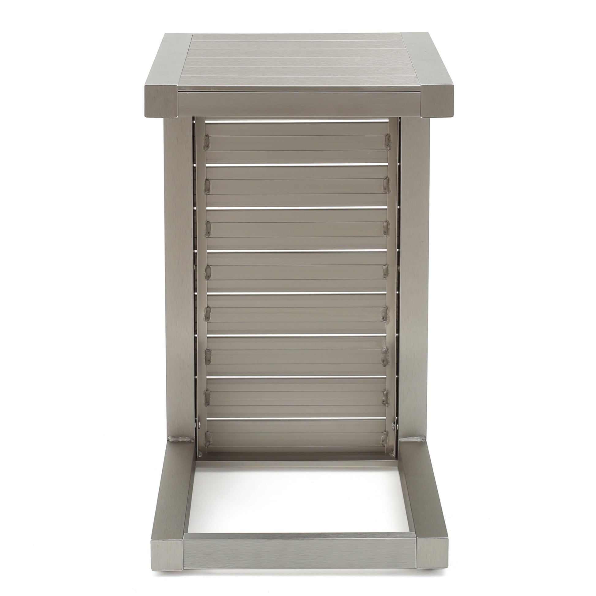 Modern stainless steel side table with slatted design from FredCo International furniture
