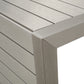 Modern brushed metal table corner with slatted design, FredCo International furniture