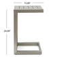 Modern silver metal C-shaped side table, 24 inches tall and 15 inches wide, FredCo International furniture.