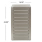 Modern stainless steel side table with slatted design, dimensions 14.5 x 24 inches, FredCo furniture