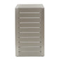 Modern brushed metal side table with horizontal slats, FredCo International furniture