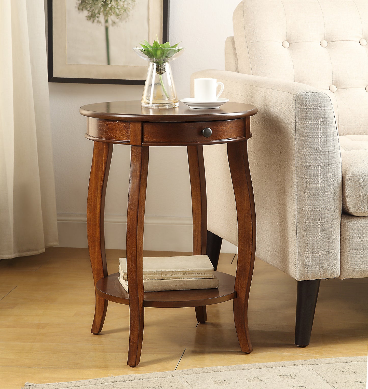 Alysa Walnut Finish Accent Table FredCo