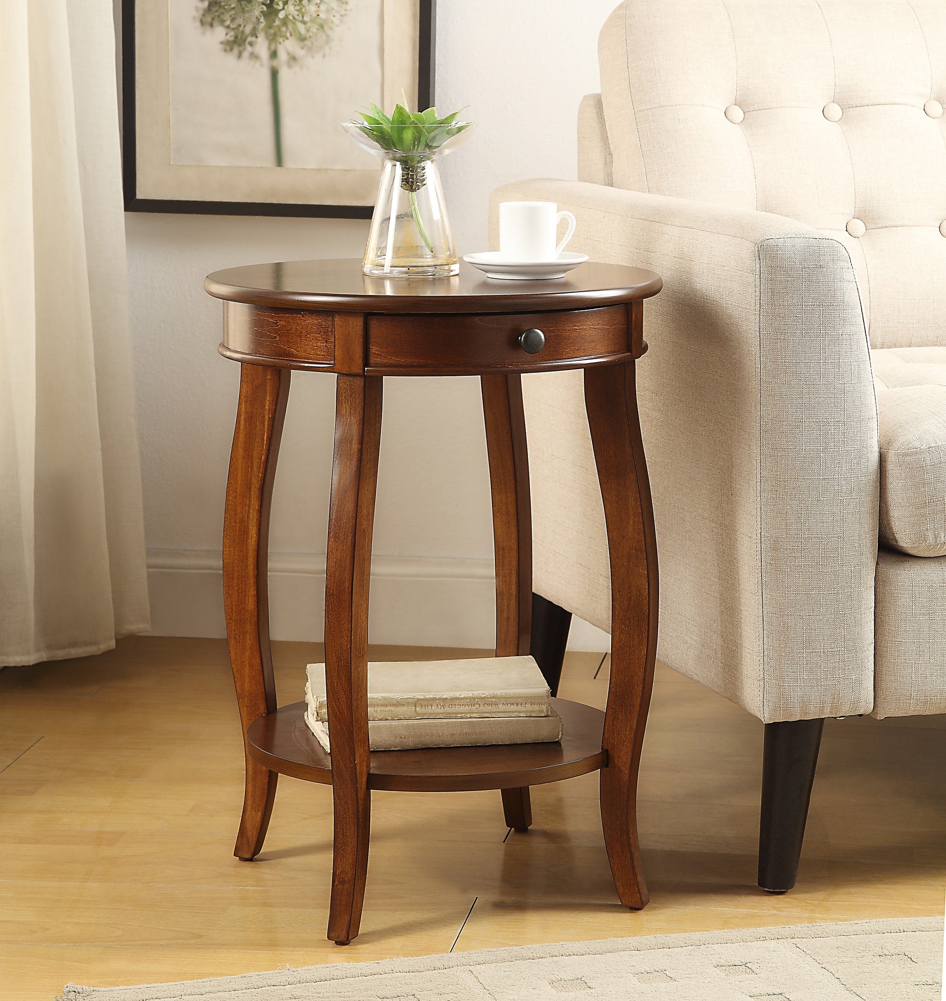 Alysa Walnut Finish Accent Table FredCo