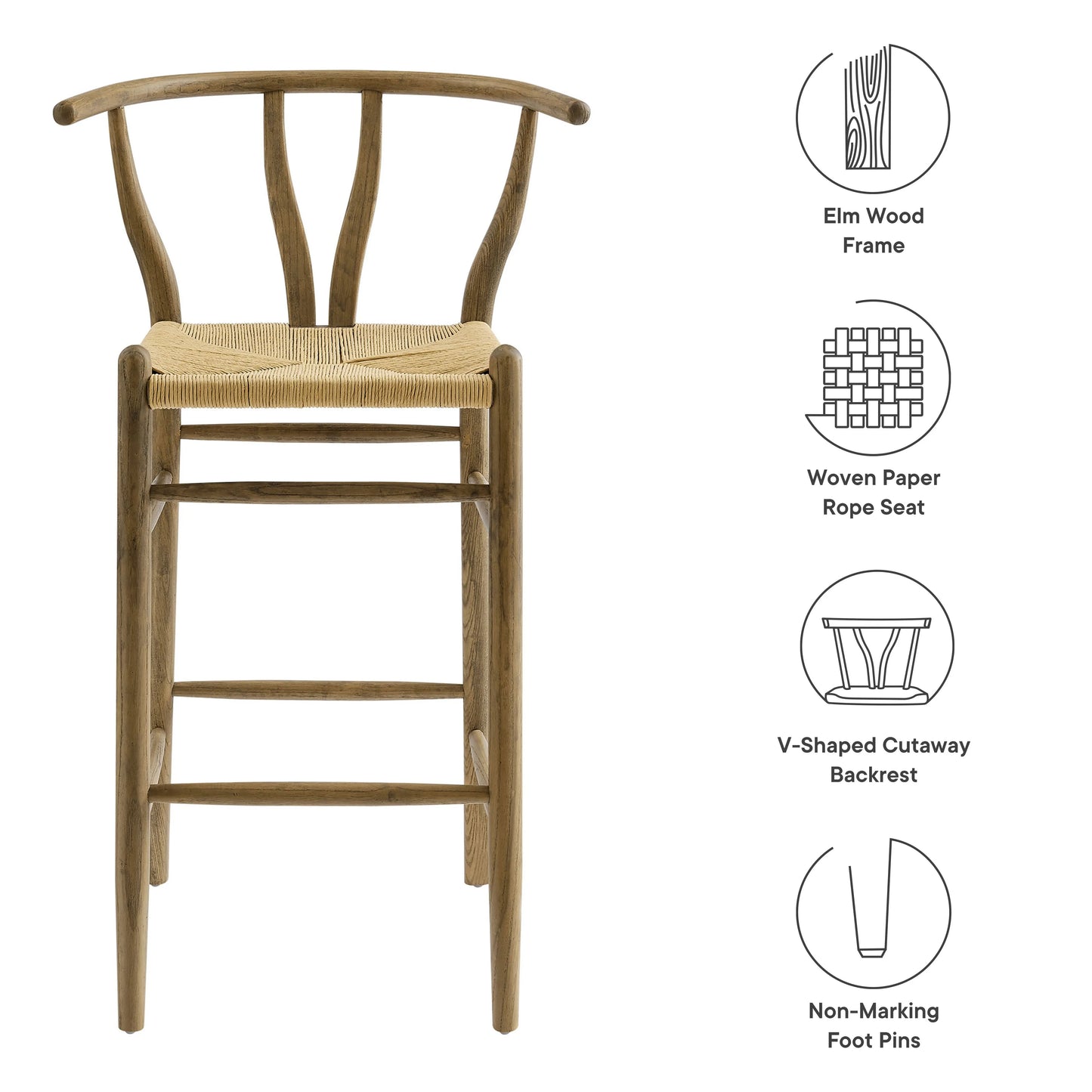 Amish Wood Bar Stool by Modway EEI-7210 FredCo