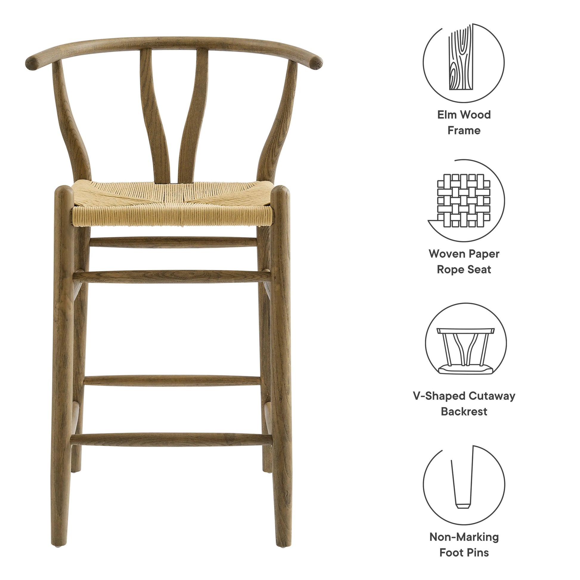 Amish Wood Counter Stool by Modway EEI-7206 FredCo