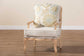 Andre Traditional French Quilted Fabric and Whitewash Finished Wood Accent Chair FredCo