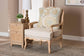 Andre Traditional French Quilted Fabric and Whitewash Finished Wood Accent Chair FredCo