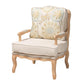 Andre Traditional French Quilted Fabric and Whitewash Finished Wood Accent Chair FredCo