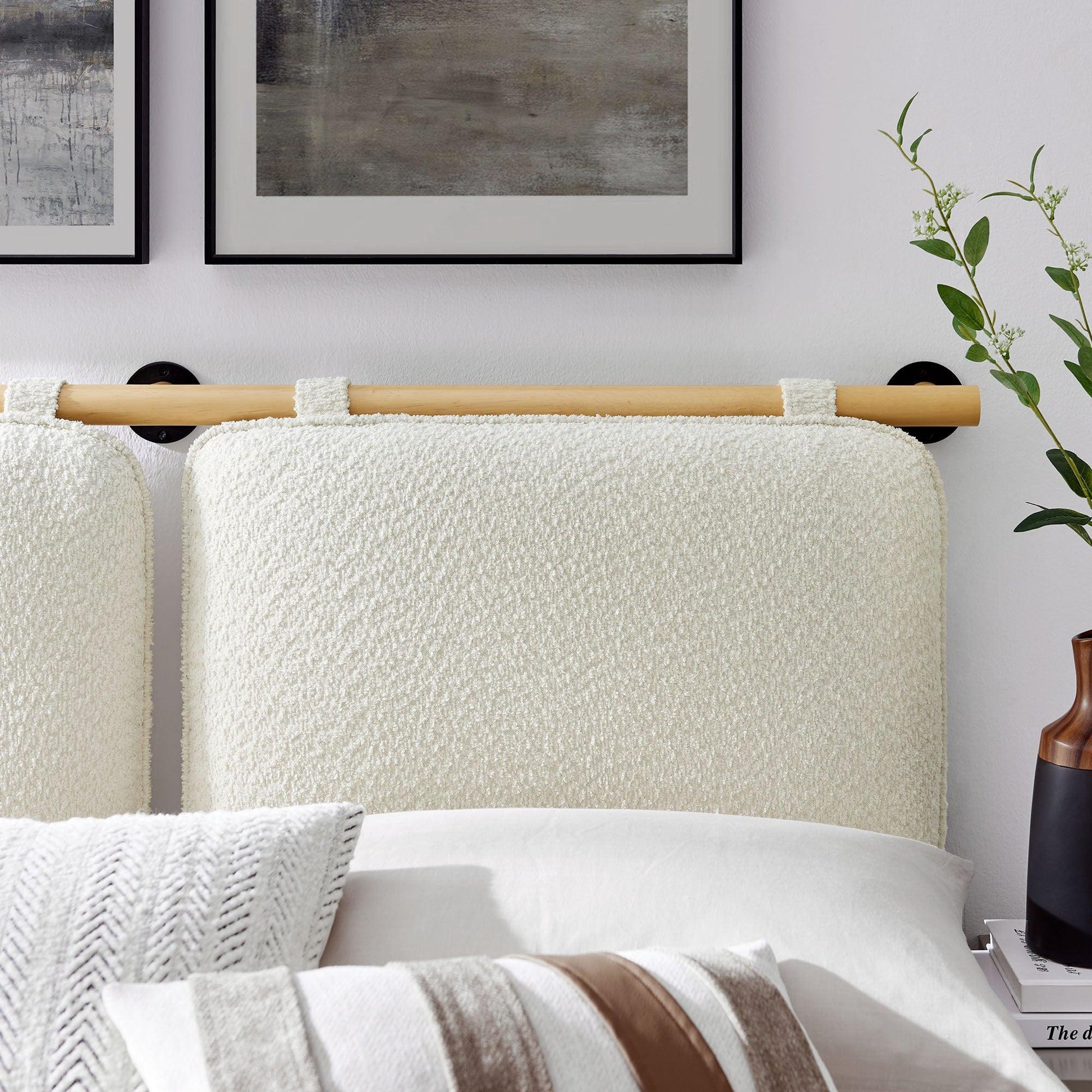 Anela Wall-Mounted Chenille Upholstered King Size Headboard by Modway FredCo