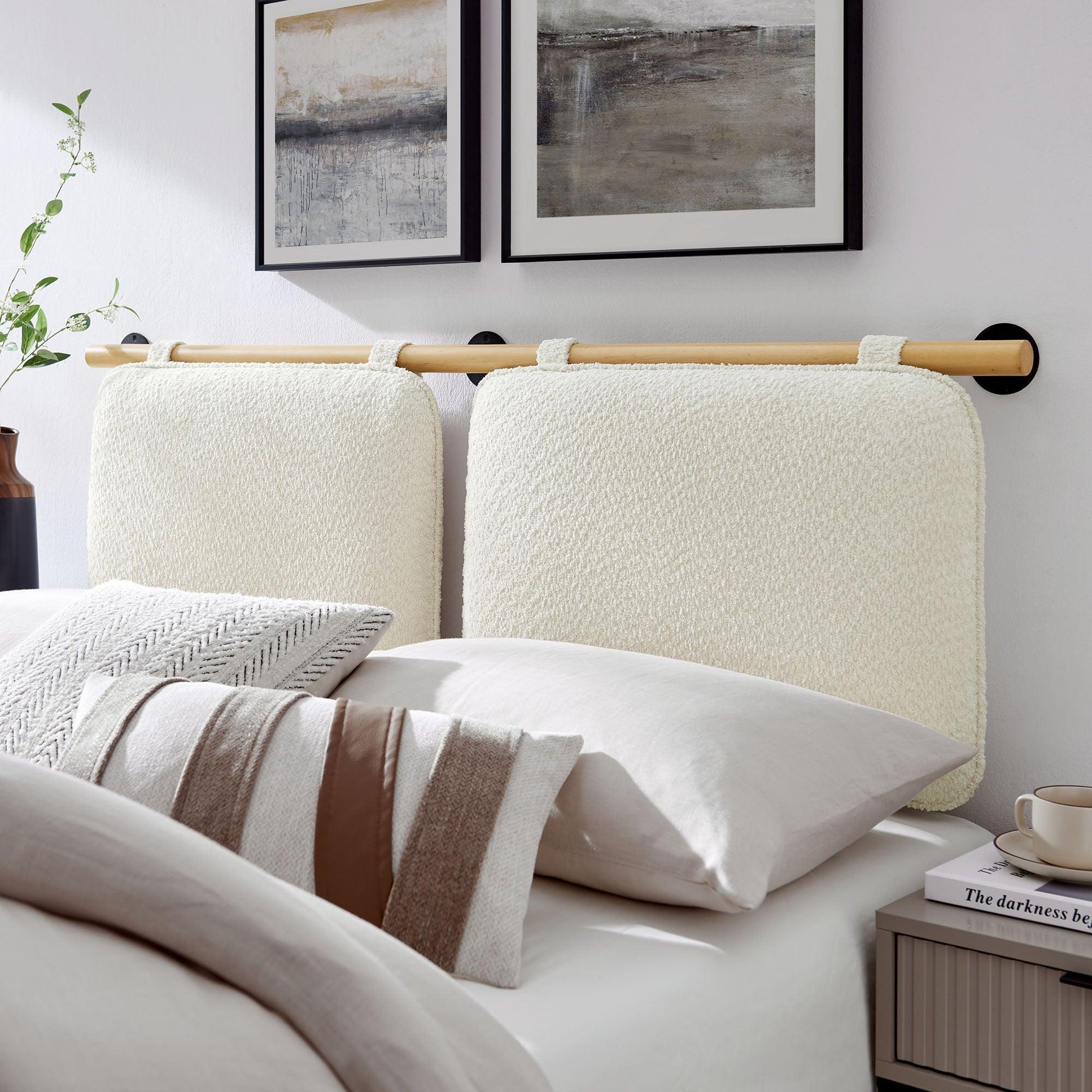 Anela Wall-Mounted Chenille Upholstered King Size Headboard by Modway FredCo