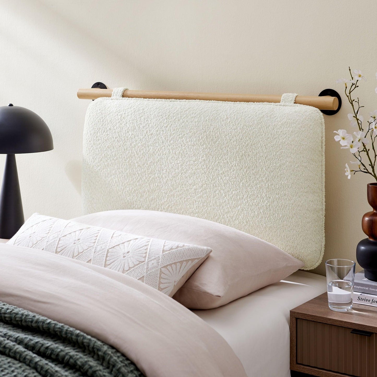 Anela Wall-Mounted Chenille Upholstered Twin Headboard by Modway FredCo