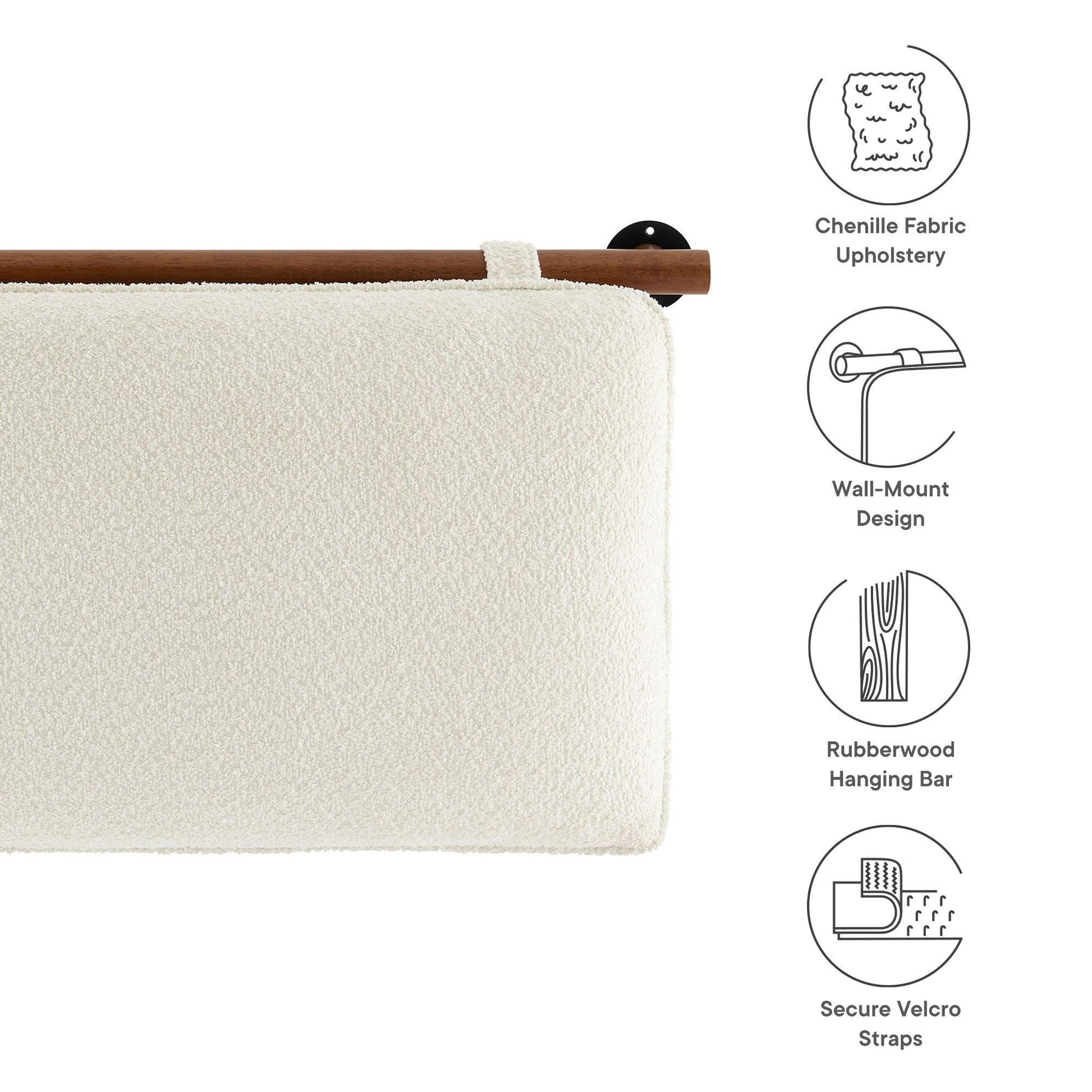 Anela Wall-Mounted Chenille Upholstered Twin Headboard by Modway FredCo