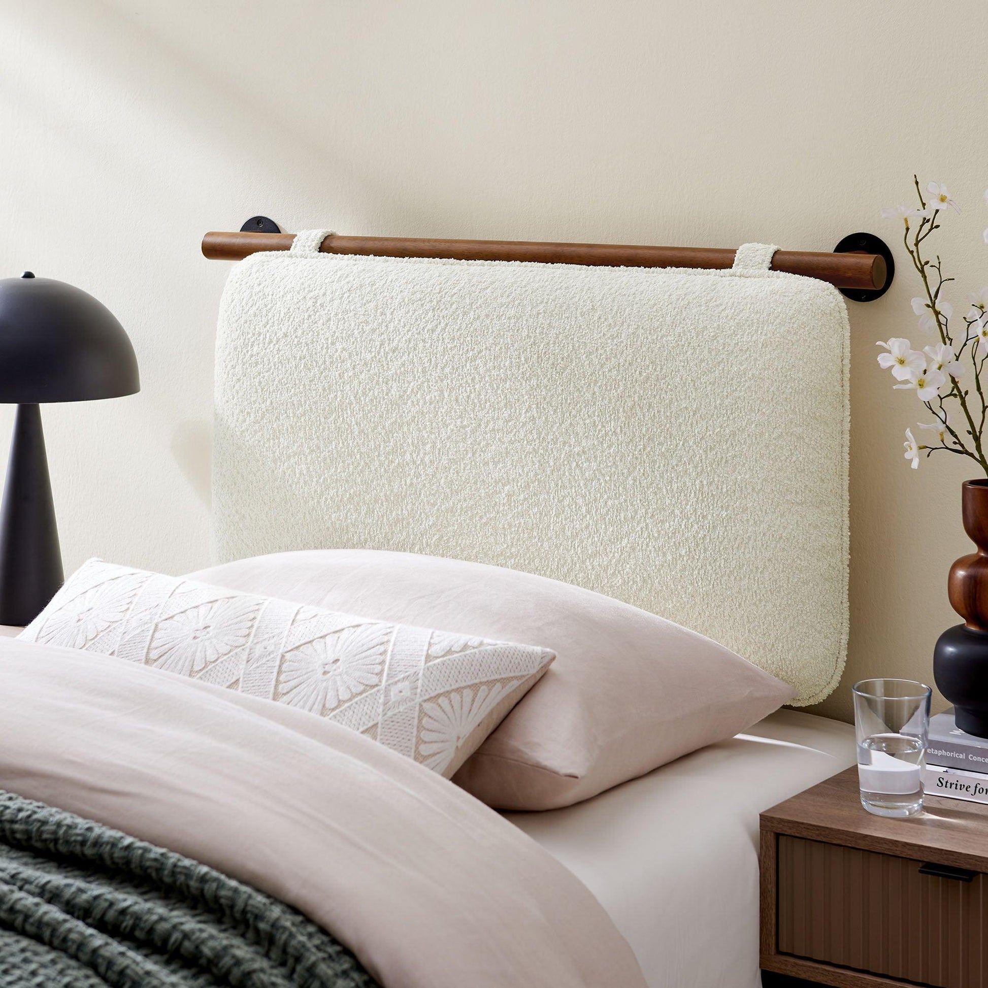 Anela Wall-Mounted Chenille Upholstered Twin Headboard by Modway FredCo