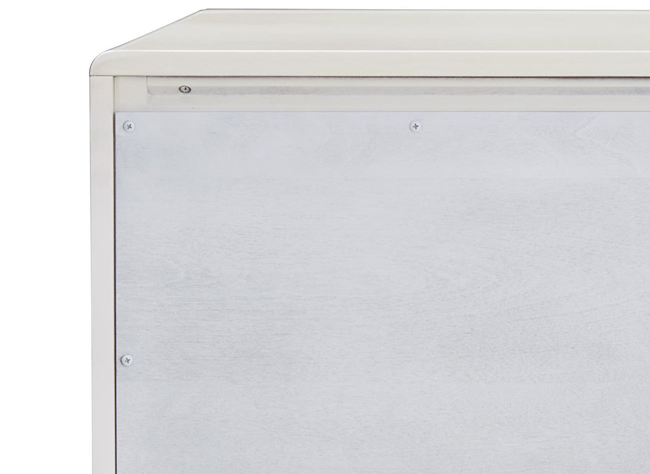 Ansaldo Pearl White & Silver Shimmer Finish Console Cabinet FredCo