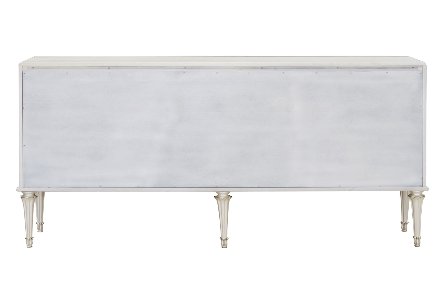 Ansaldo Pearl White & Silver Shimmer Finish Console Cabinet FredCo