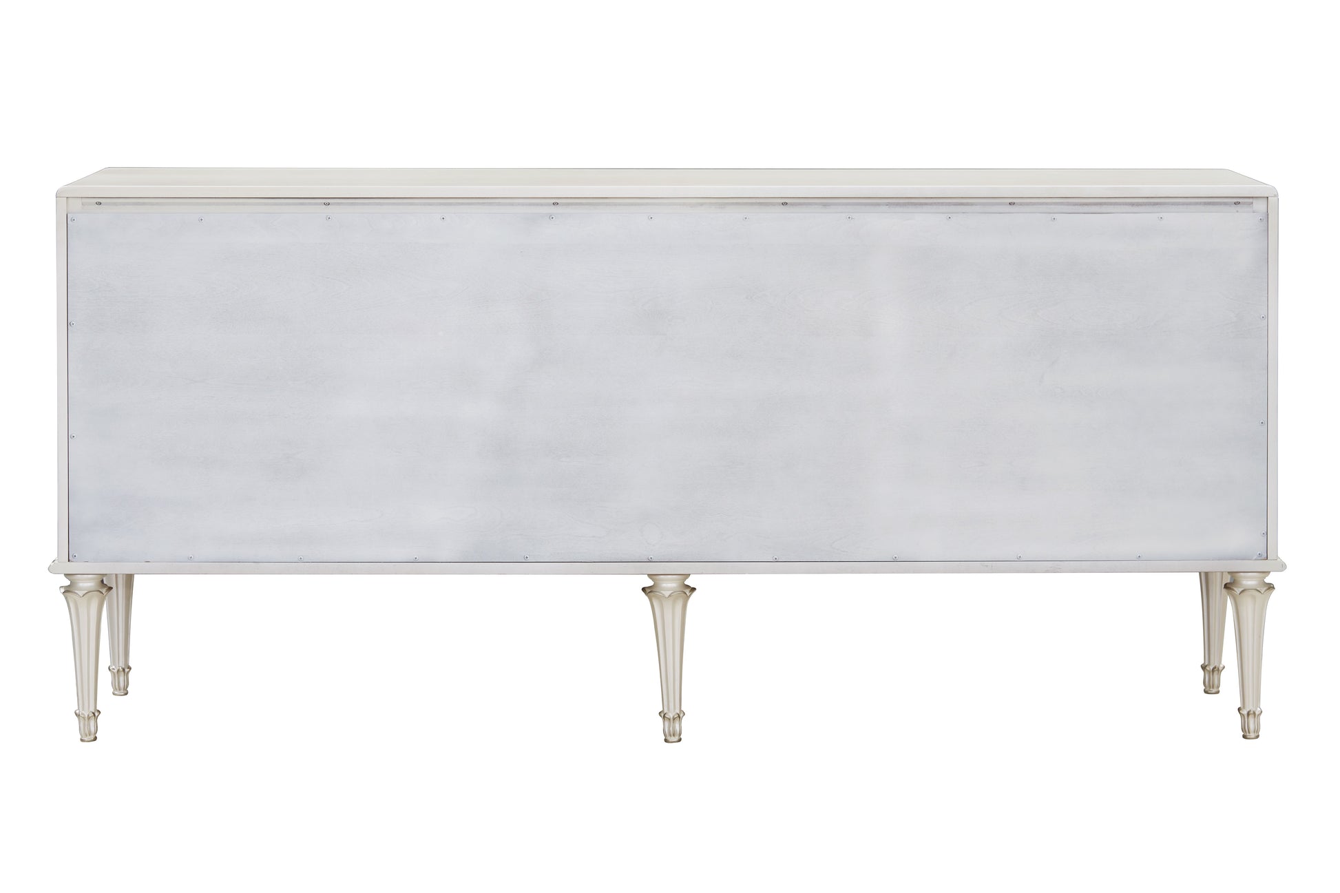 Ansaldo Pearl White & Silver Shimmer Finish Console Cabinet FredCo