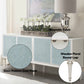 Ansaldo Pearl White & Silver Shimmer Finish Console Cabinet FredCo