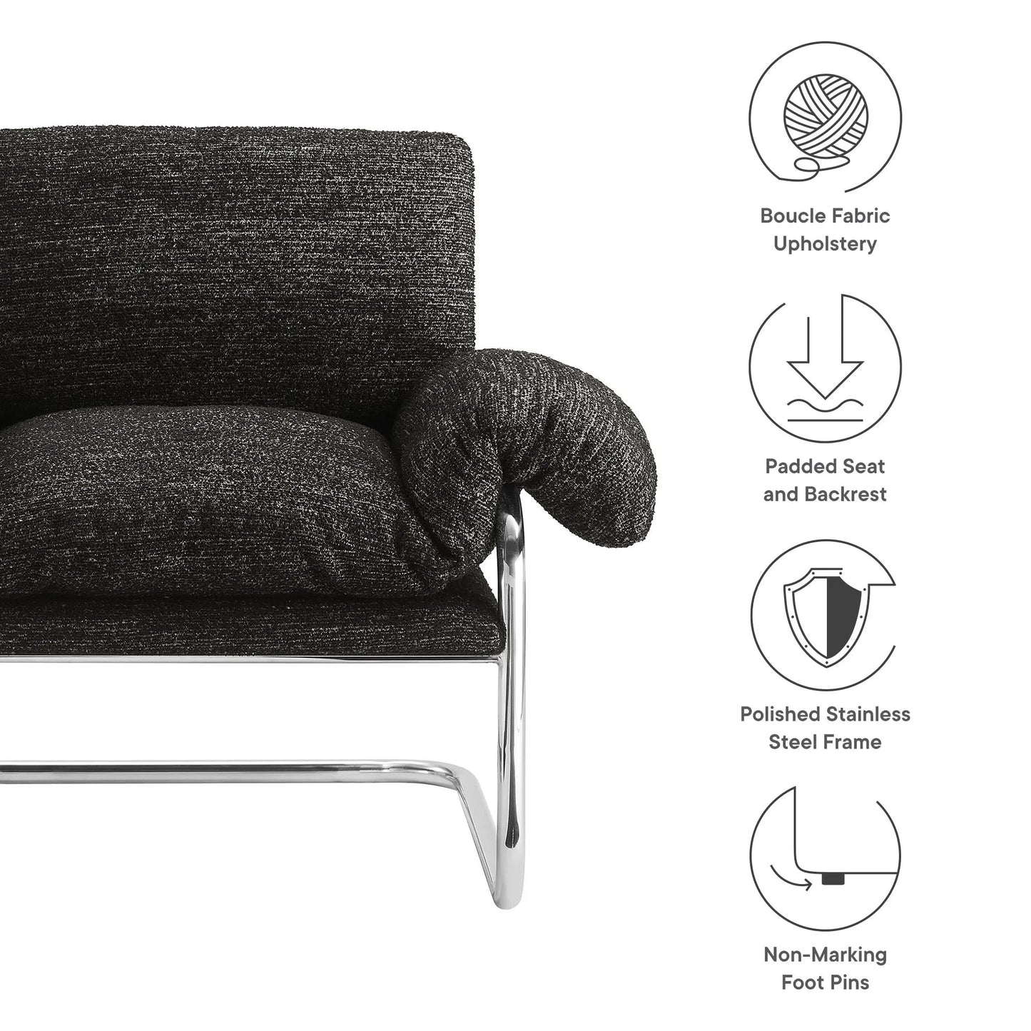 Ansel Boucle Fabric Accent Chair by Modway EEI-7180 FredCo