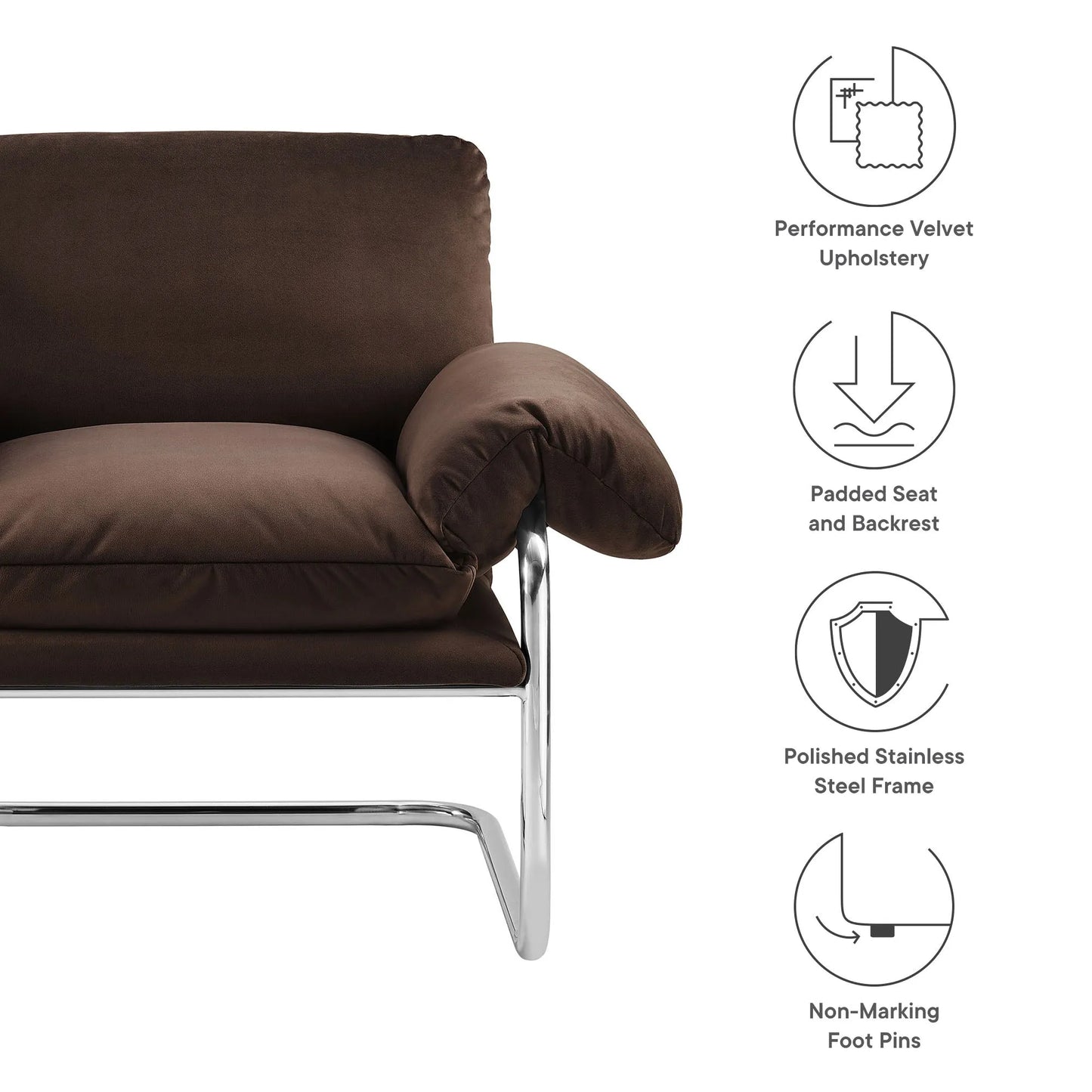 Ansel Performance Velvet Accent Chair by Modway EEI-7181 FredCo