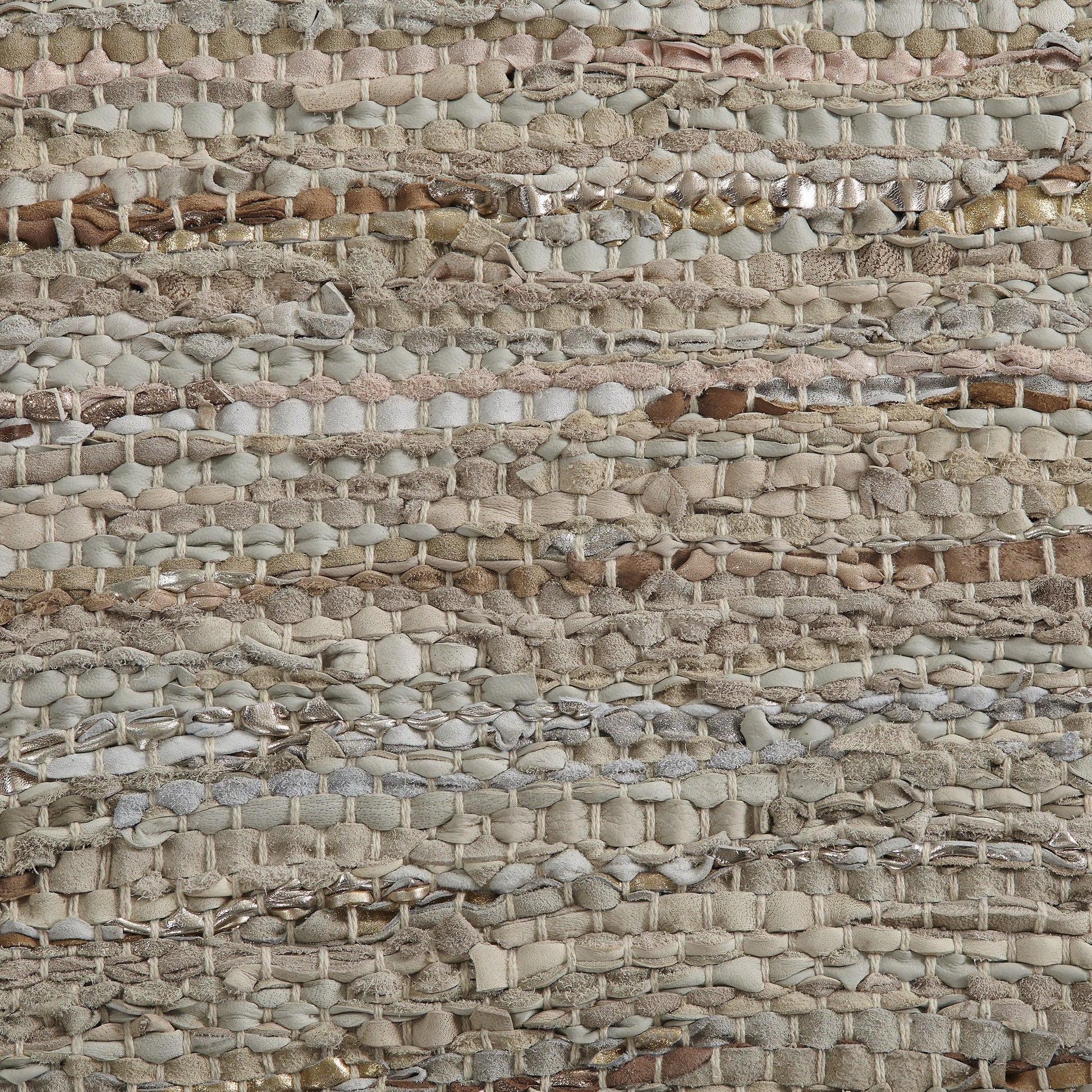 Ansley Handcrafted Leather Modern Metallic Stripe Rug FredCo