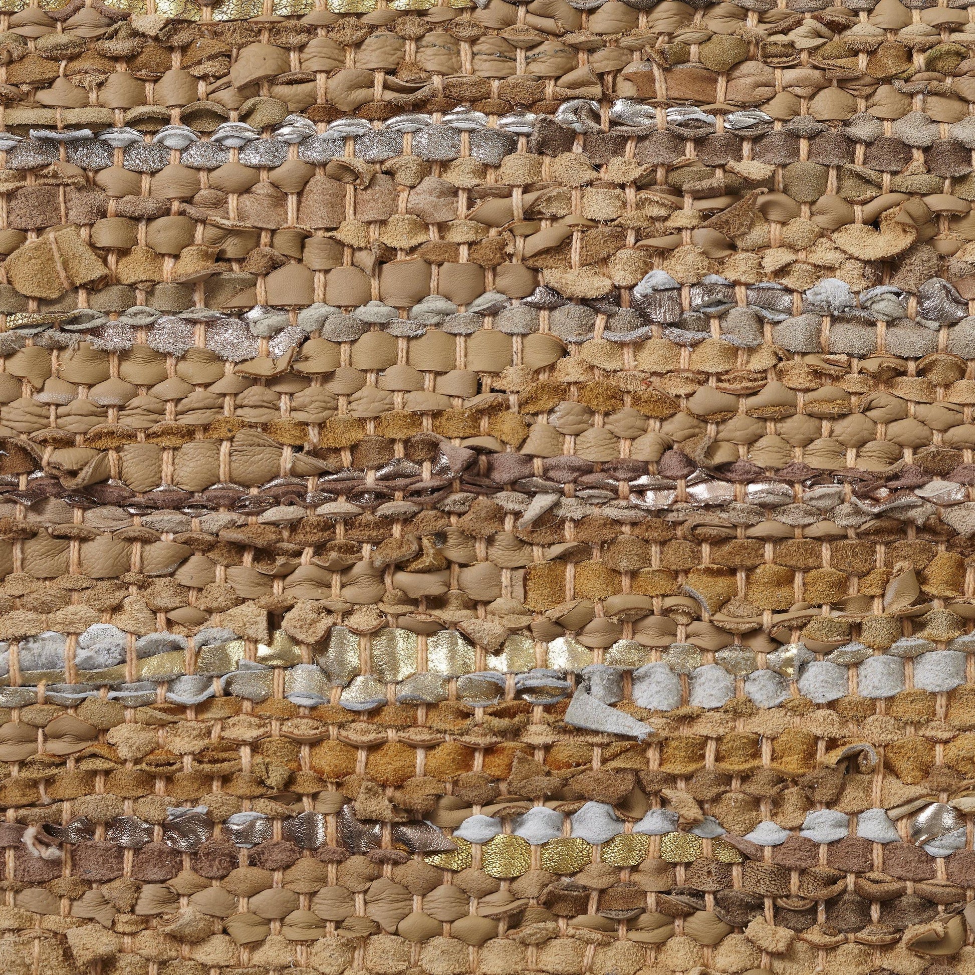 Ansley Handcrafted Leather Modern Metallic Stripe Rug FredCo