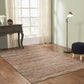 Ansley Handcrafted Leather Modern Metallic Stripe Rug FredCo