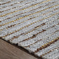 Ansley Handcrafted Leather Modern Metallic Stripe Rug FredCo