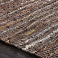 Ansley Handcrafted Leather Modern Metallic Stripe Rug FredCo