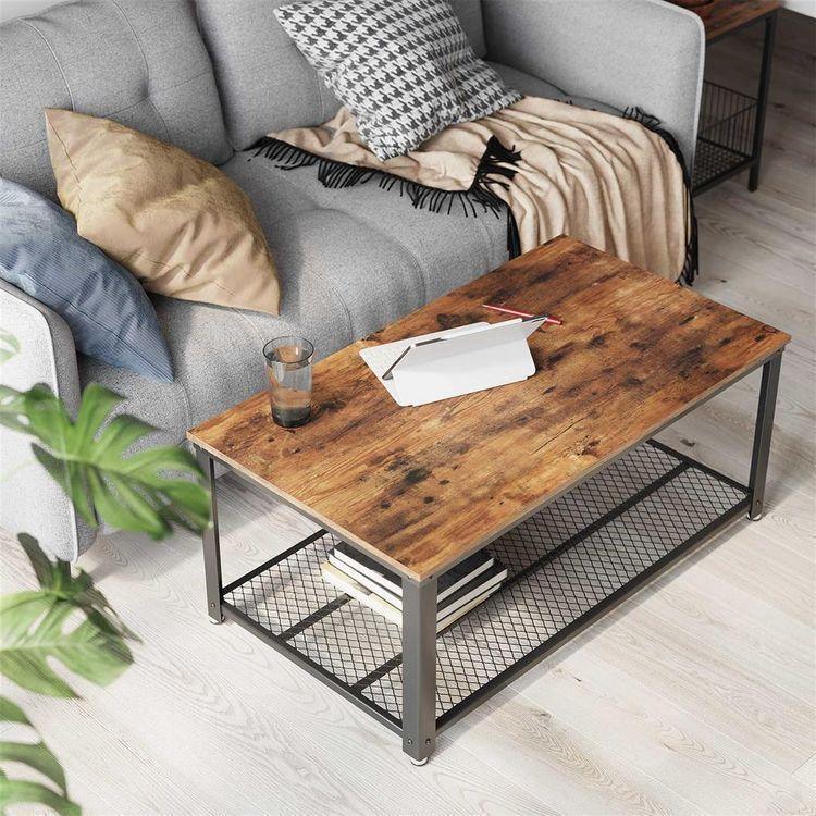 Antique Coffee Table with Iron Frame