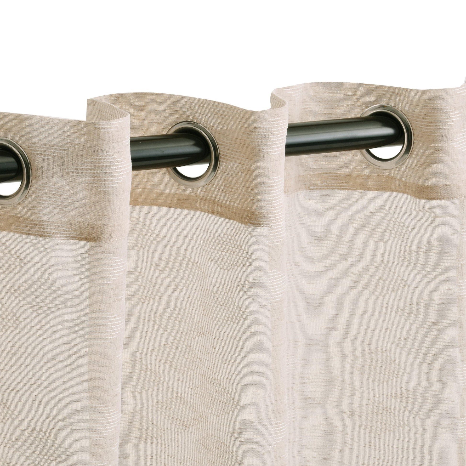 Argyle Geometric Embroidered Sheer Grommet Panel 2-Piece Curtain Set FredCo