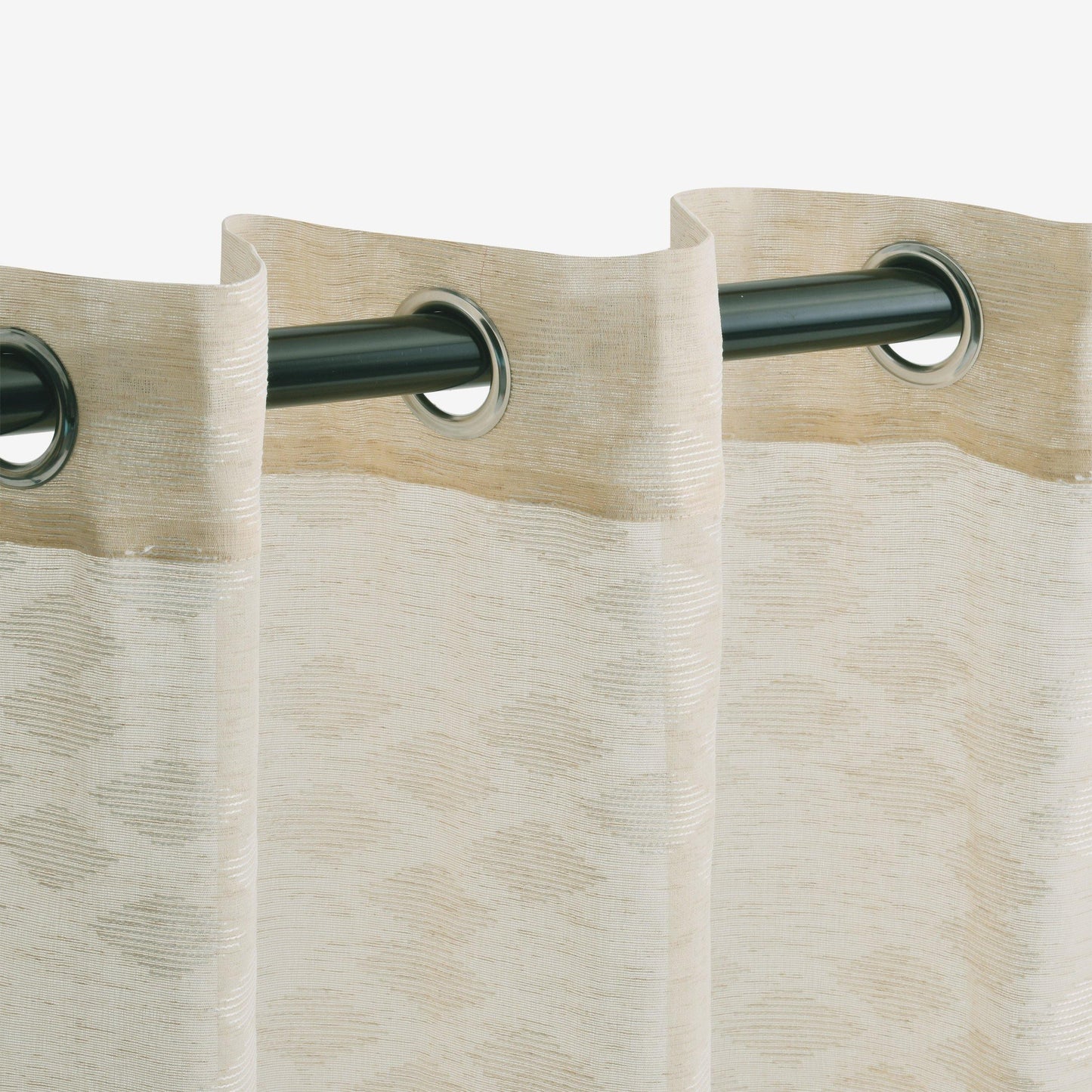 Argyle Geometric Embroidered Sheer Grommet Panel 2-Piece Curtain Set FredCo