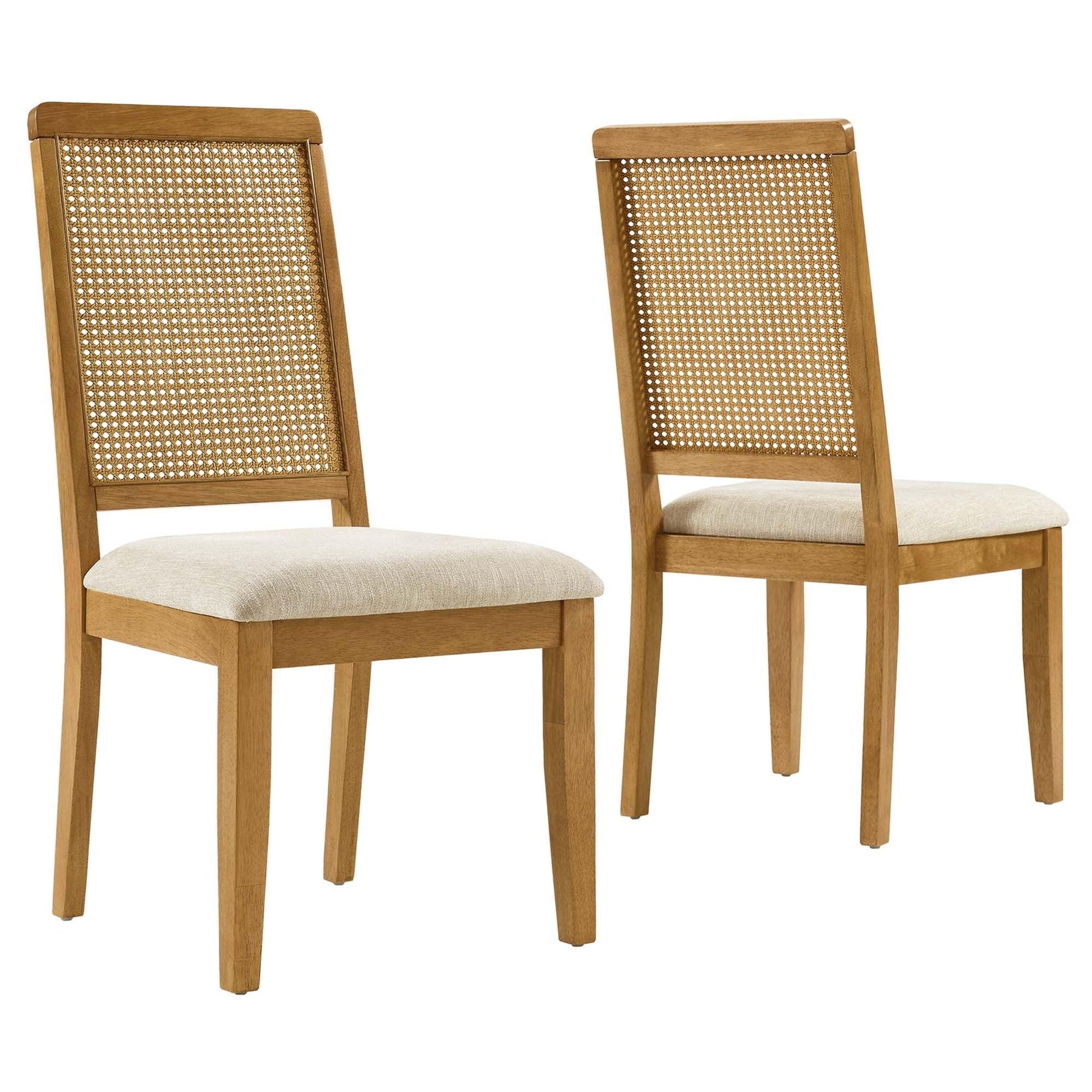 Arlo Faux Rattan and Wood Dining Side Chairs Set of 2 by Modway FredCo