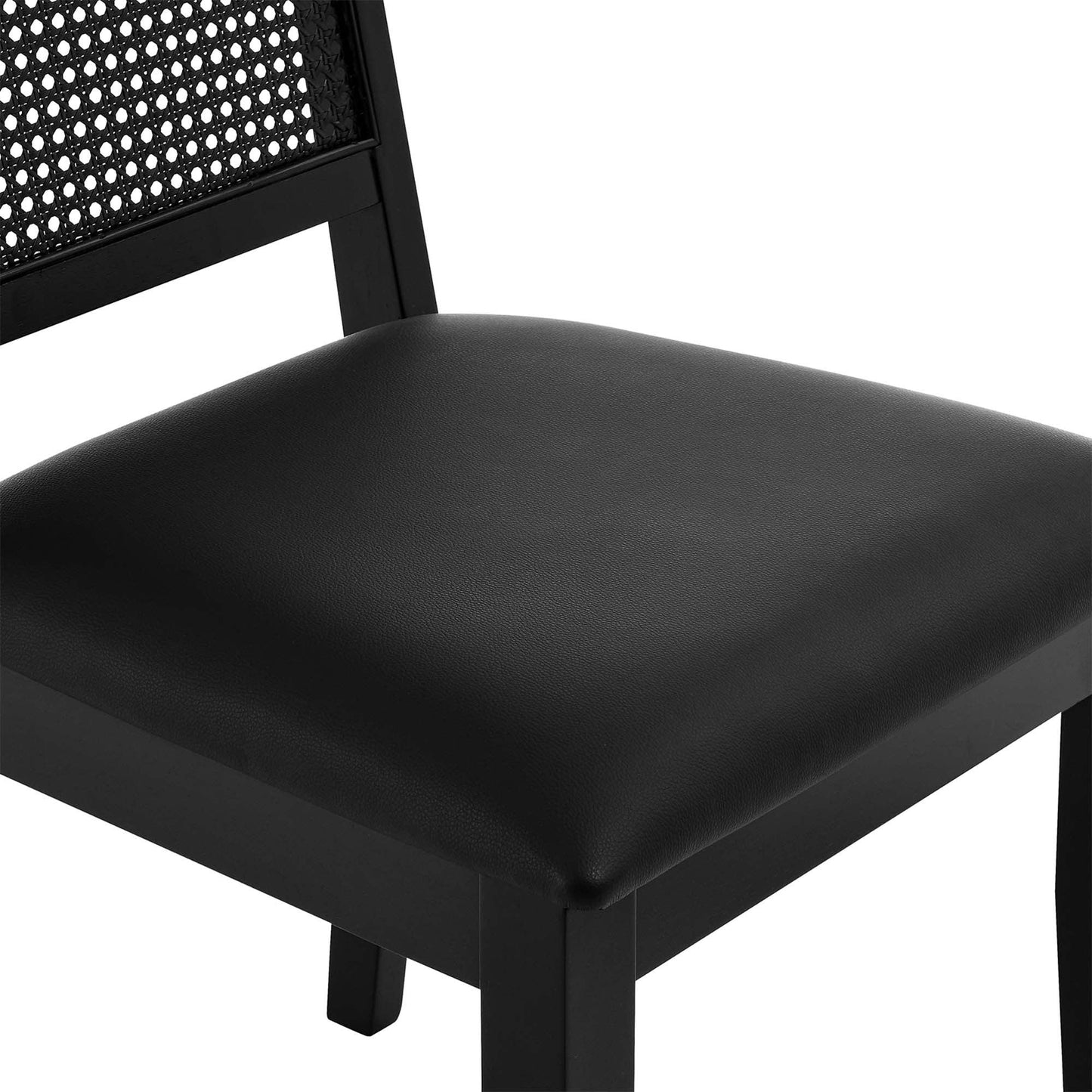Arlo Vegan Leather Upholstered Faux Rattan and Wood Dining Side Chairs Set of 2 by Modway FredCo