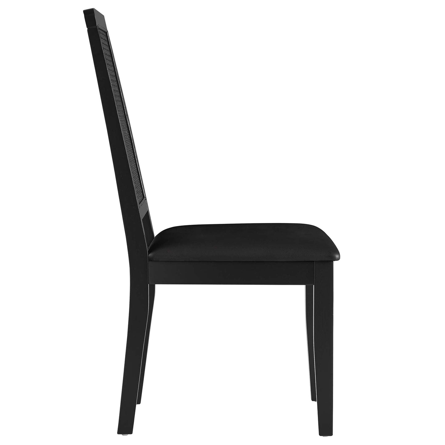 Arlo Vegan Leather Upholstered Faux Rattan and Wood Dining Side Chairs Set of 2 by Modway FredCo