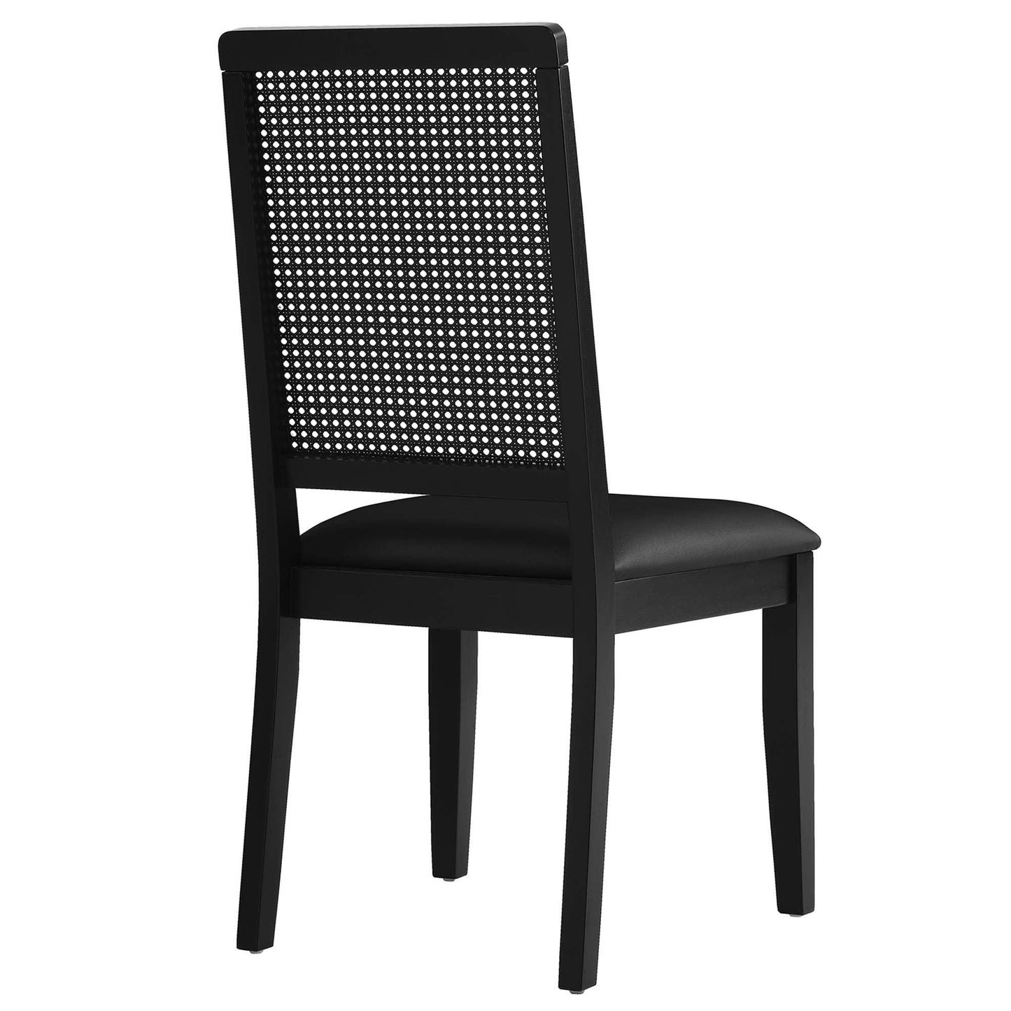 Arlo Vegan Leather Upholstered Faux Rattan and Wood Dining Side Chairs Set of 2 by Modway FredCo