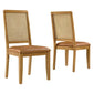 Arlo Vegan Leather Upholstered Faux Rattan and Wood Dining Side Chairs Set of 2 by Modway FredCo