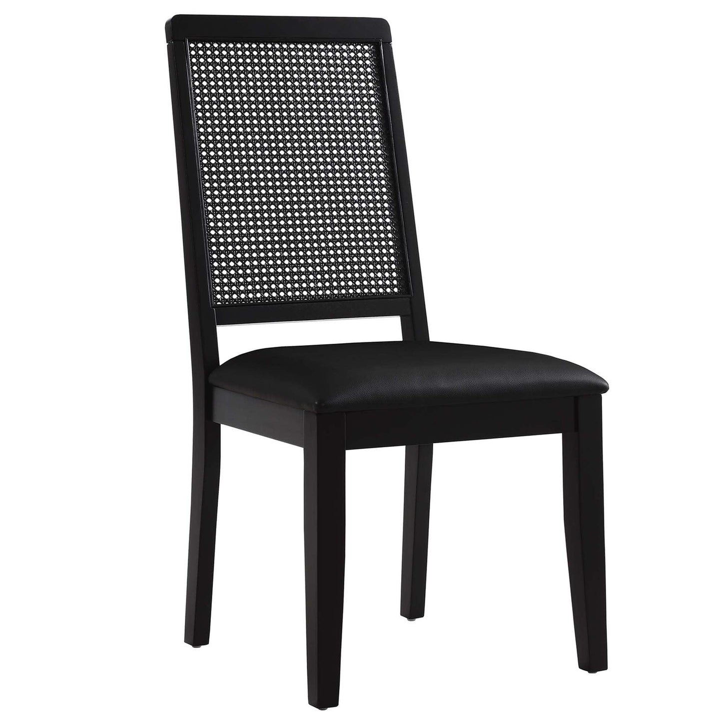 Arlo Vegan Leather Upholstered Faux Rattan and Wood Dining Side Chairs Set of 2 by Modway FredCo