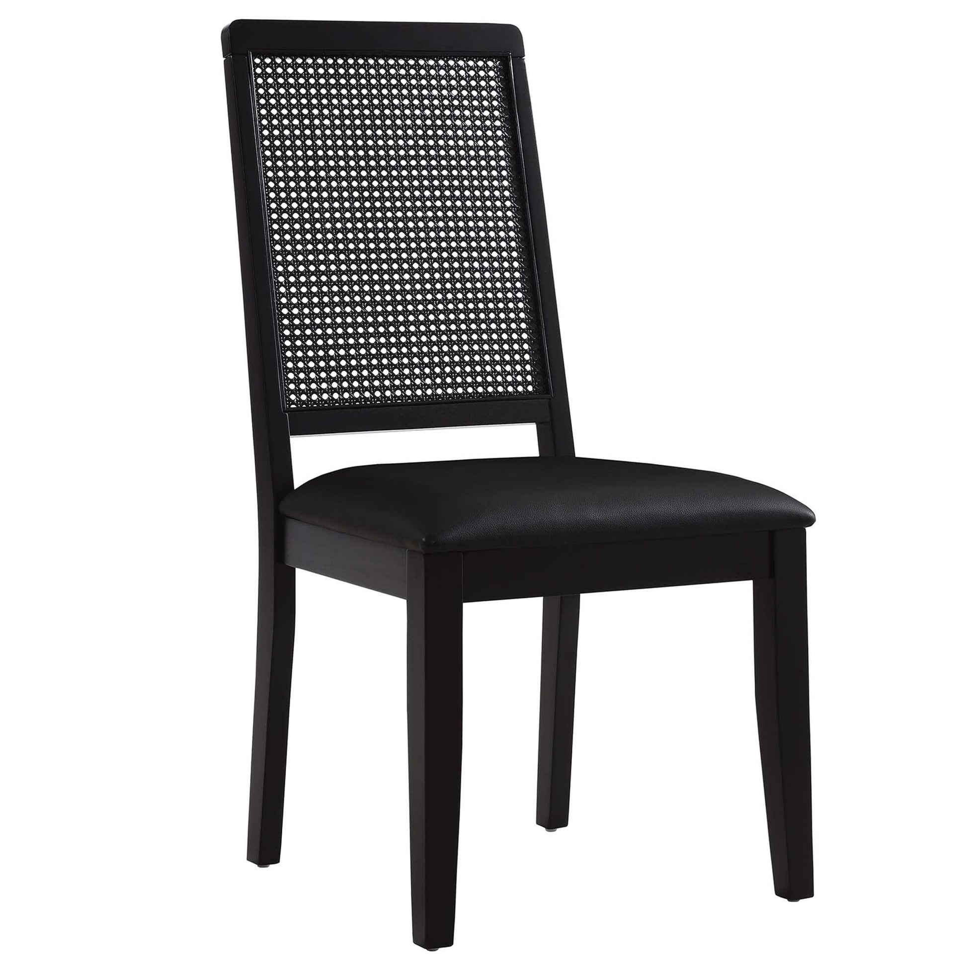 Arlo Vegan Leather Upholstered Faux Rattan and Wood Dining Side Chairs Set of 2 by Modway FredCo