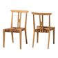 Artha Modern Bohemian Natural Brown Teak Wood and Seagrass 2-Piece Dining Chair Set FredCo