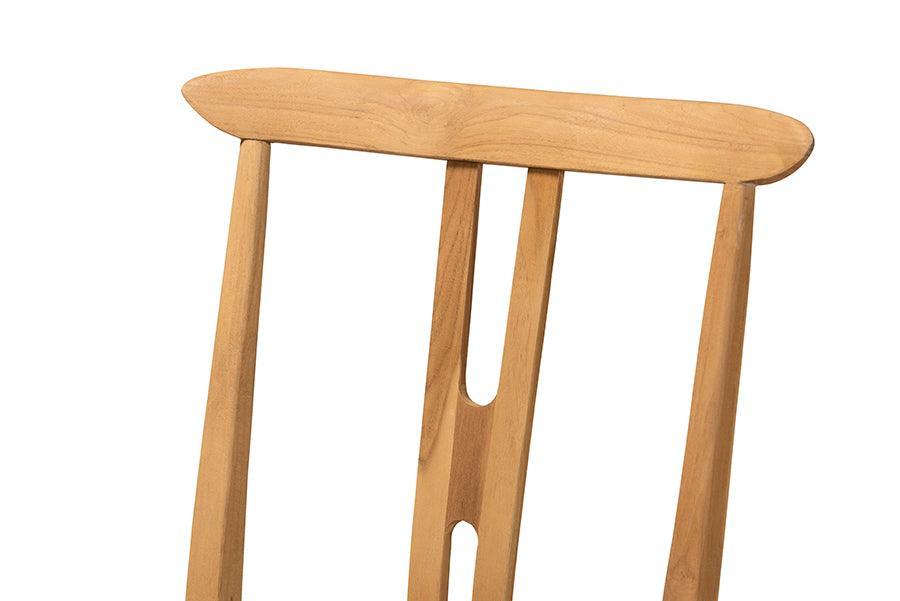 Artha Modern Bohemian Natural Brown Teak Wood and Seagrass 2-Piece Dining Chair Set FredCo