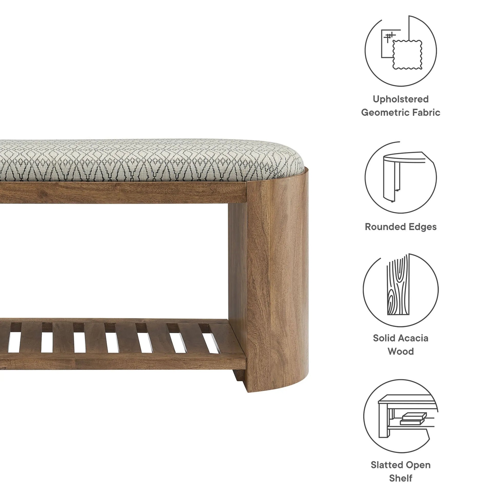 Ashby 45" Geometric Upholstered Bench by Modway EEI-7142 FredCo