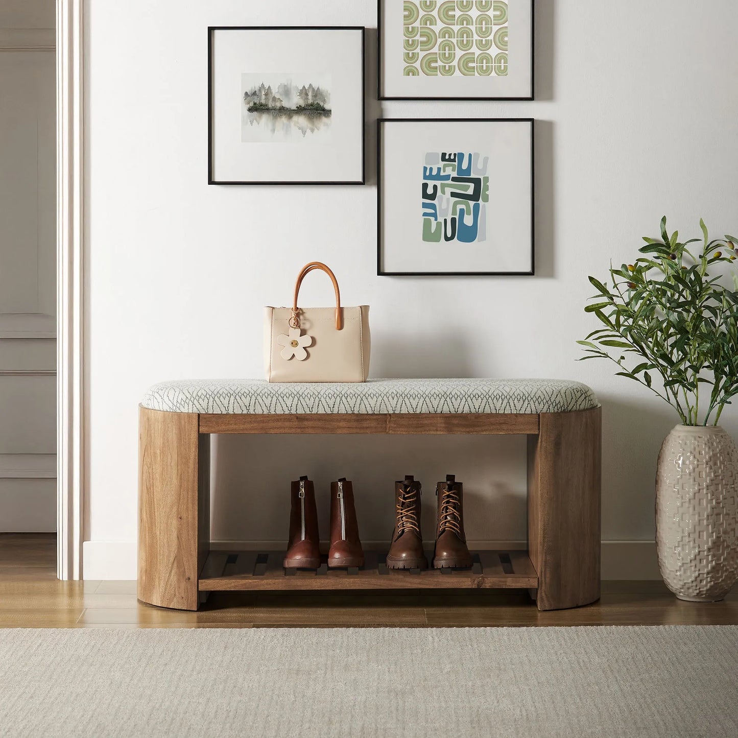 Ashby 45" Geometric Upholstered Bench by Modway EEI-7142 FredCo