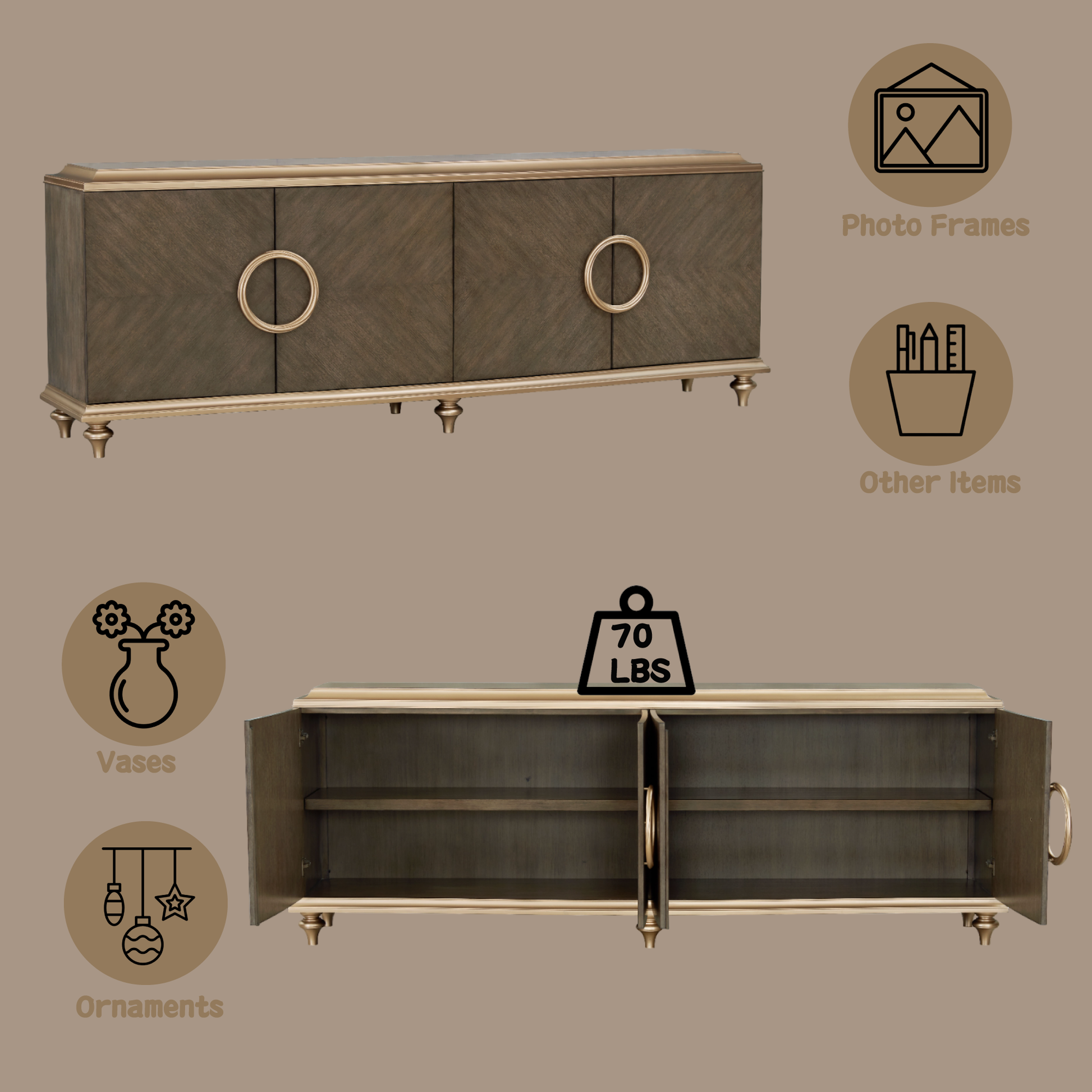 Ashtin Brown Finish Console Cabinet FredCo