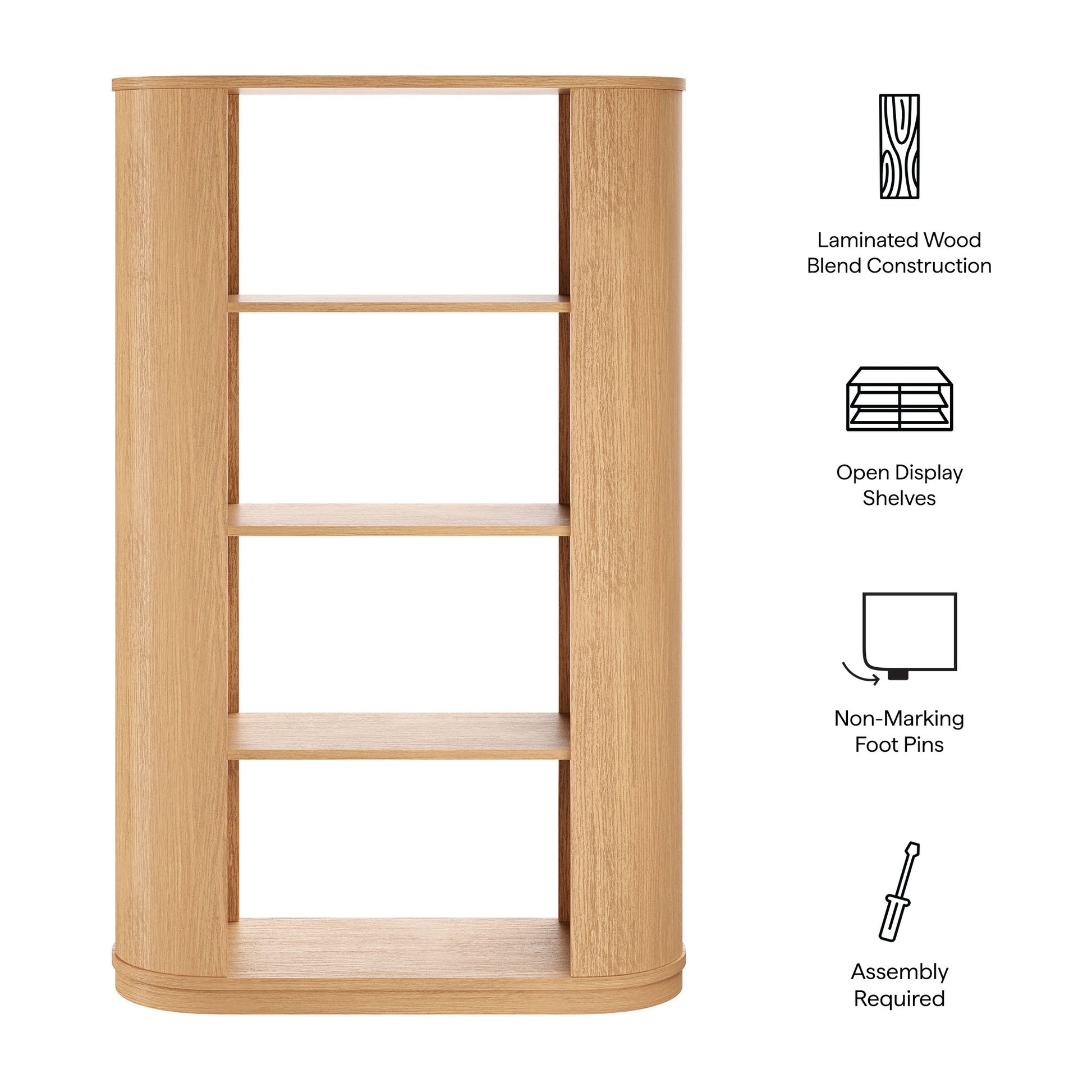 Aspect 74 Inch Curved 4 Tier Bookshelf by Modway EEI-7378 FredCo