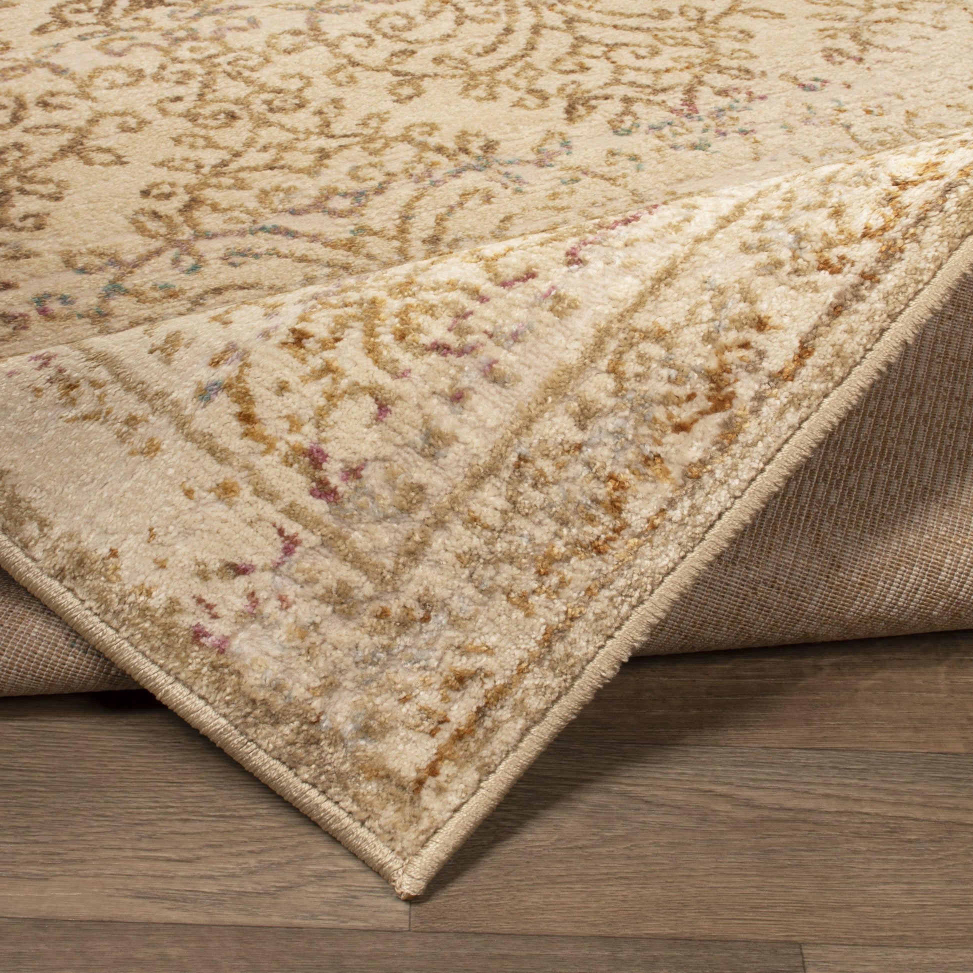 Astrid Mid-Century Vintage Distressed Floral Damask Rug FredCo
