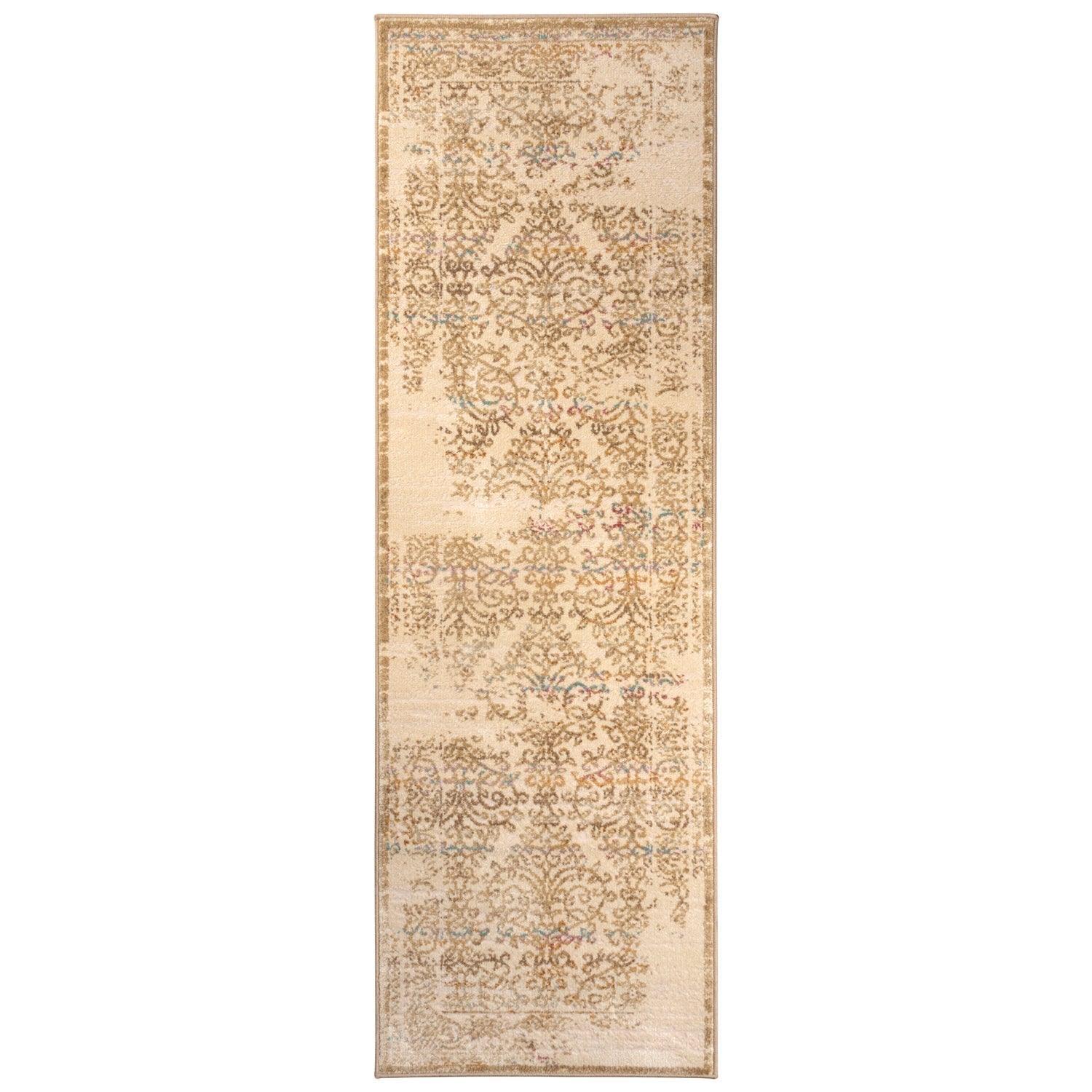 Astrid Mid-Century Vintage Distressed Floral Damask Rug FredCo
