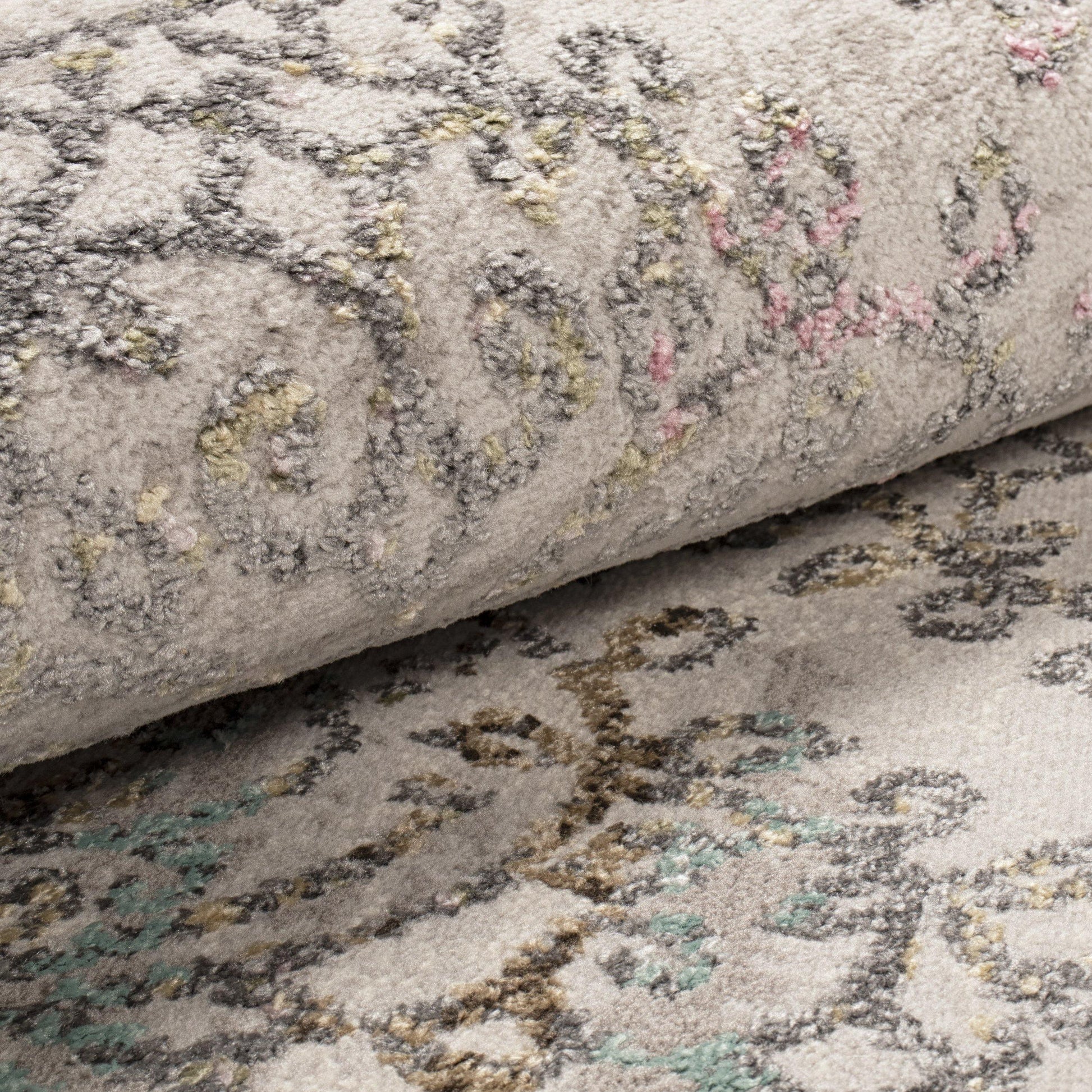 Astrid Mid-Century Vintage Distressed Floral Damask Rug FredCo