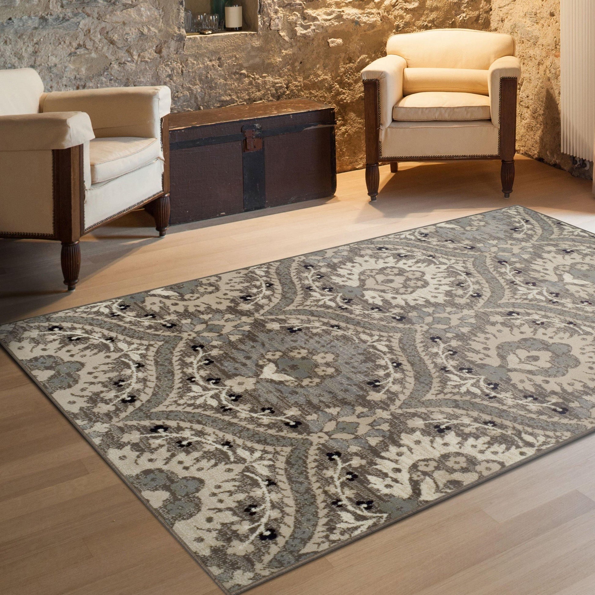 Augusta Modern Floral Cabin Setting Rug FredCo