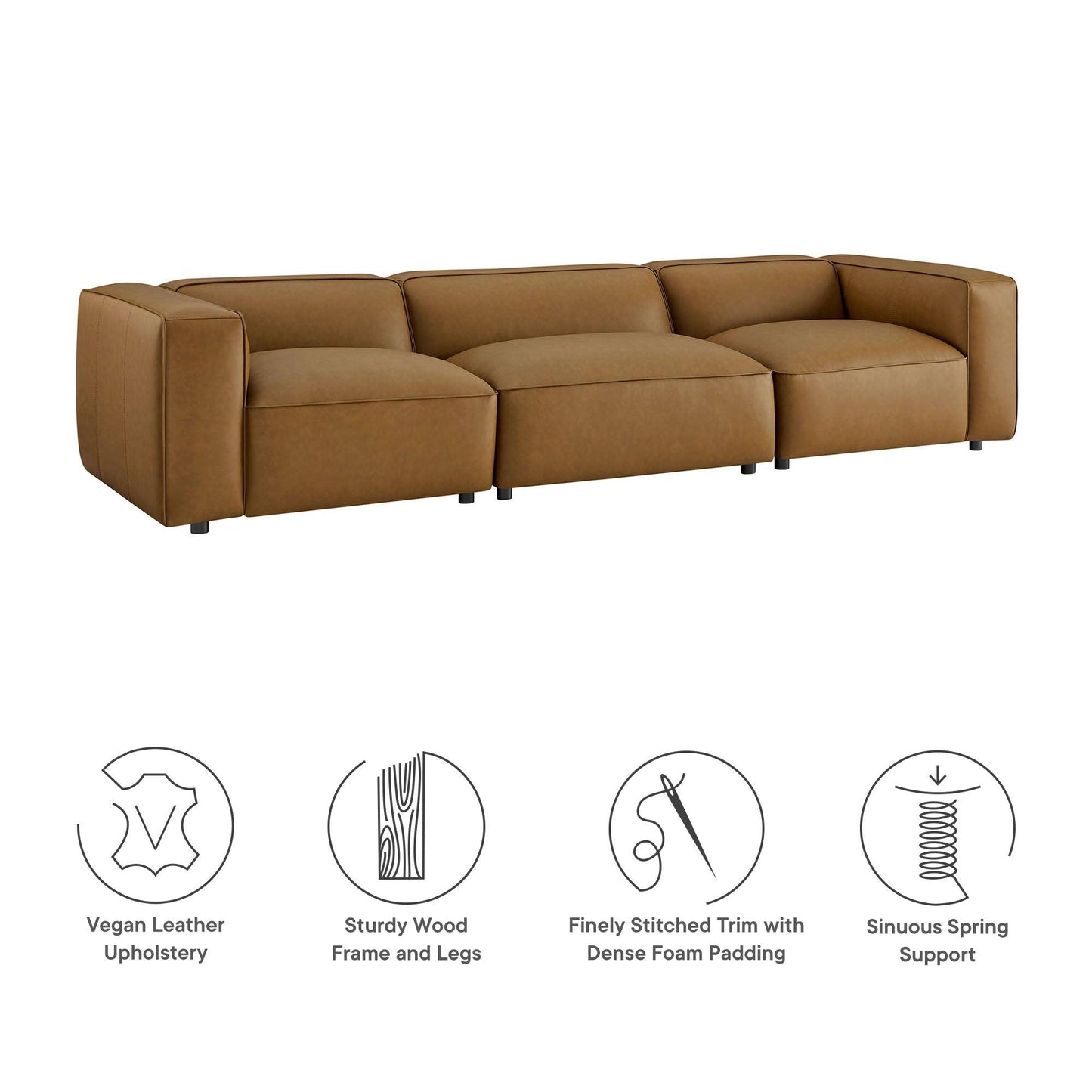 Auren 3-Piece Upholstered Vegan Leather Modular Sofa by Modway EEI-7132 FredCo